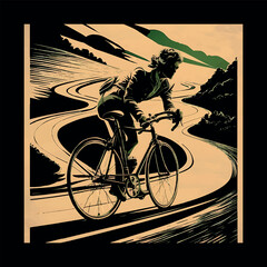 Classic Racing Bicycle illustration vector for TShirt design. - obrazy, fototapety, plakaty