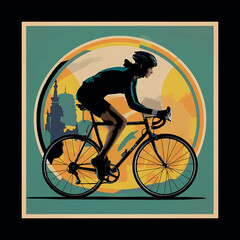 Classic Racing Bicycle illustration vector for TShirt design.