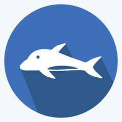 Icon Dolphin. suitable for Sea symbol. long shadow style. simple design editable. design template vector. simple symbol illustration