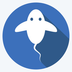 Icon Ray Fish. suitable for Sea symbol. long shadow style. simple design editable. design template vector. simple symbol illustration