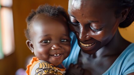 A close-up image of a happy baby learning to walk with the help of their mother in their home, - obrazy, fototapety, plakaty