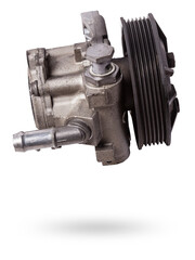 Vane pump or hydraulic power steering pump on a white background engine parts. Spare parts auto...