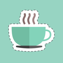 Sticker line cut Coffee Cup. suitable for party symbol. simple design editable. design template vector. simple symbol illustration
