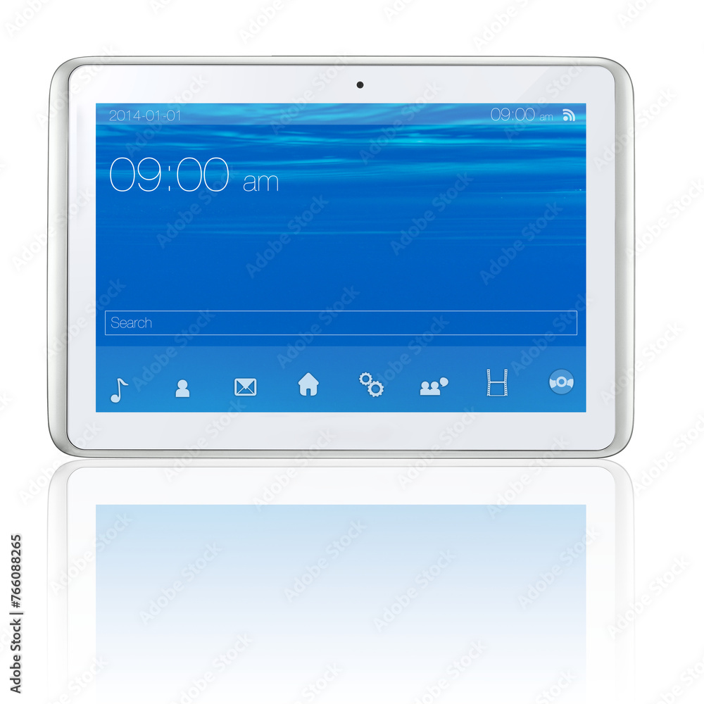 Poster tablet, digital screen and ui on technology isolated on a transparent png background. software, disp