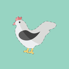 Sticker line cut Hen. suitable for Garden symbol. simple design editable. design template vector. simple symbol illustration