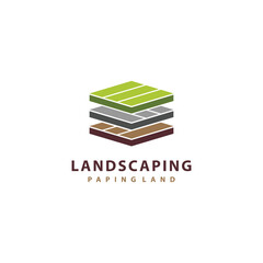 Paving land vector with landscape logo