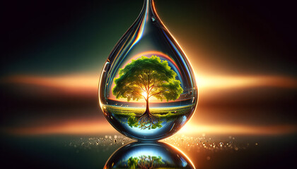 earth with water drop