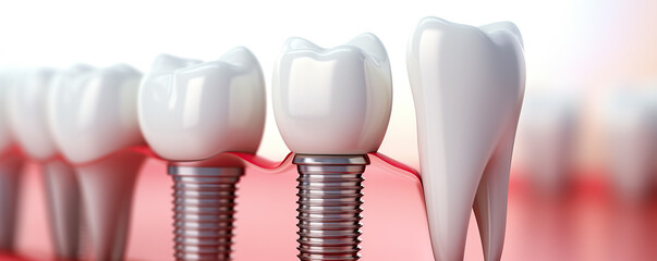 Detailed View of Dental Implants in the Lower Jawbone at a Dentists Office