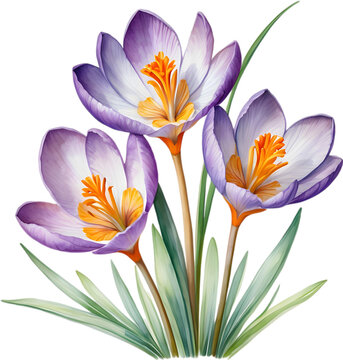 Watercolor painting of a Saffron Crocus flower.