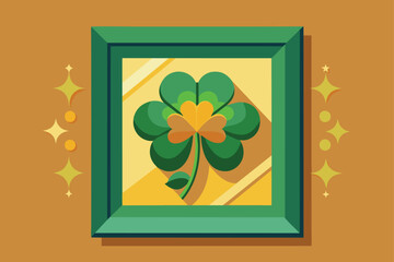 draw-a-picture-frame-with-a-gold-four-leaf-clover.eps