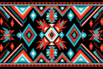 Geometric ethnic aztec embroidery style.Figure ikat oriental traditional art pattern. Design for ethnic background,wallpaper,fashion,clothing,wrapping,fabric,element,sarong,graphic,vector illustration