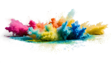 colorful rainbow holi paint color big double powder on transparent background.