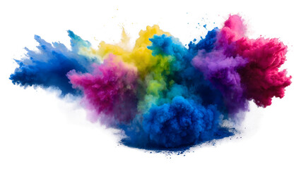 colorful rainbow holi paint color big double powder on transparent background.