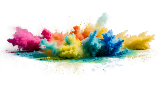 colorful rainbow holi paint color big double powder on transparent background.