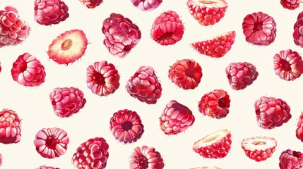 Cluster of Raspberries on White Background