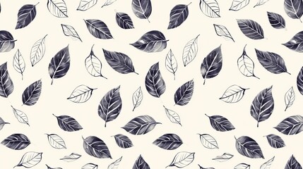 Black and White Leaf Pattern on White Background