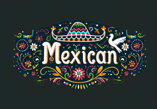 Mexico motifs such as fiesta flowers