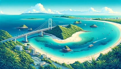 Paradise of Okinawa: Serene Kouri Island - Generative AI