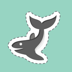 Sticker line cut Whale. related to Diving symbol. simple design illustration