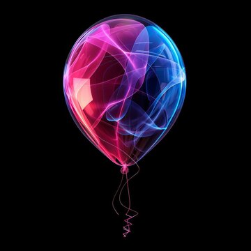 Digital artwork depicting a multicolored abstract balloon against a black background
