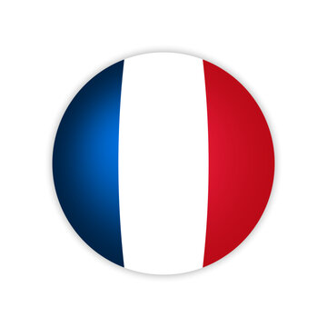 France flag round vector isolated illustration. Creative shiny French national symbol on white background