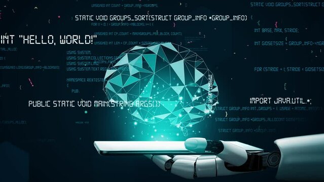 XAI Futuristic robot artificial intelligence revolutionary AI technology development and machine learning concept. Global robotic bionic science research for future of human life. 3D rendering graphic