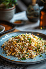 A plate of egg fried rice