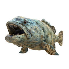 3D render of goliath grouper fish isolated on transparent background, cut out, png
