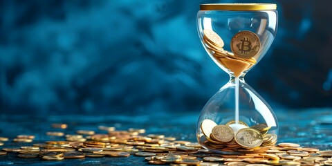 Hourglass Filled with Coins Signifying the Finite Nature of Financial Time - obrazy, fototapety, plakaty