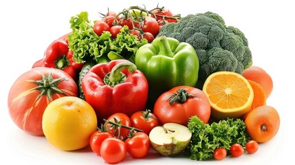Fresh fruits and vegetables are filled with beneficial vitamins, minerals, and fiber that promote - obrazy, fototapety, plakaty