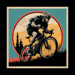 Racing Bicycle illustration for black T Shirt.