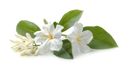 Obraz na płótnie Canvas Cape Jasmine flower on white background , Generative ai, 