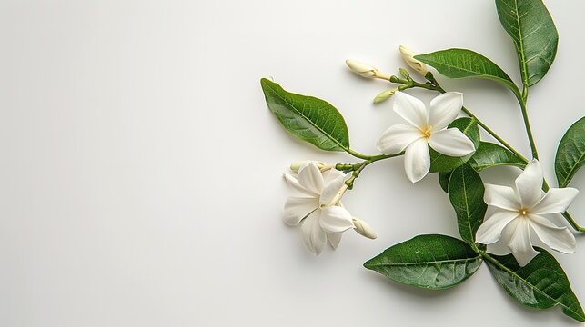 Cape Jasmine flower on white background  , Generative ai, 