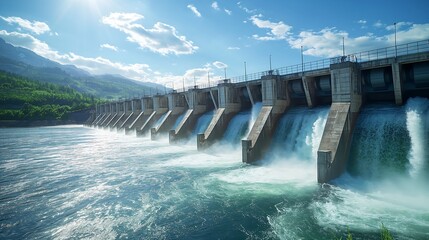A large dam serving as a hydroelectric power generation center
