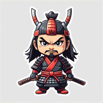 Cute Samurai Cartoon Design Very Cool