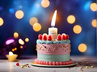 birthday cake with candles Generative Ai