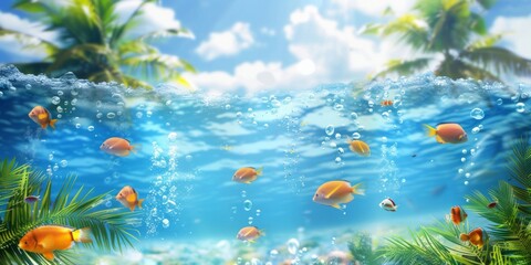 Obraz na płótnie Canvas Tropical Fish Swimming near Surface