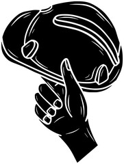 helmet illustration work silhouette labor logo industrial icon engineer outline worker hand construction equipment industry job occupation professional person shape builder business man for vector
