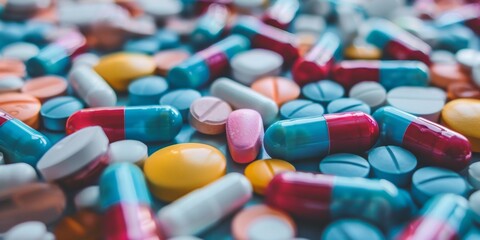 Assorted Medication Capsules Close-Up View