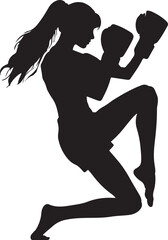 A Fighting girl ,  Silhouette Style,  Minimalist