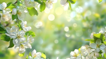 White flowers blossoming apple tree background  ,Generative ai,  - obrazy, fototapety, plakaty