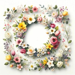 wreath of flowers on white background