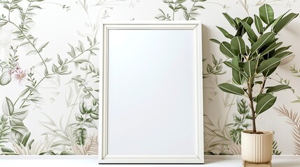 Blank empty picture frame mockup. Artwork in interior design