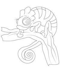Cute Chameleon coloring page for kids