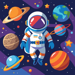 Fototapeta premium Colorful cartoon of an astronaut Illustrator and vector graphics