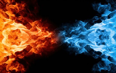 Abstract Fire and Ice element against each other