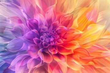 Obraz premium Abstract explosion of colors mimicking a floral bloom, with vivid hues and soft gradients, perfect for artistic and fashion designs