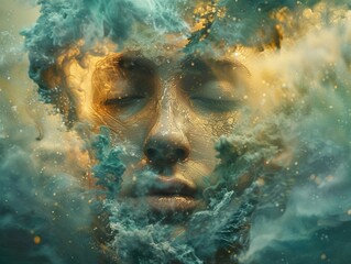 Infuse the concept of reality shifting into a dynamic composition Depict a figure in control, surrounded by elements transforming through their will