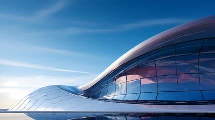 Futuristic architecture, 3D rendering of skyscraper building with glass windows