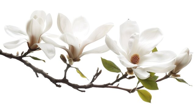 Beautiful magnolia flower bouquet isolated on white  ,Generative ai, 